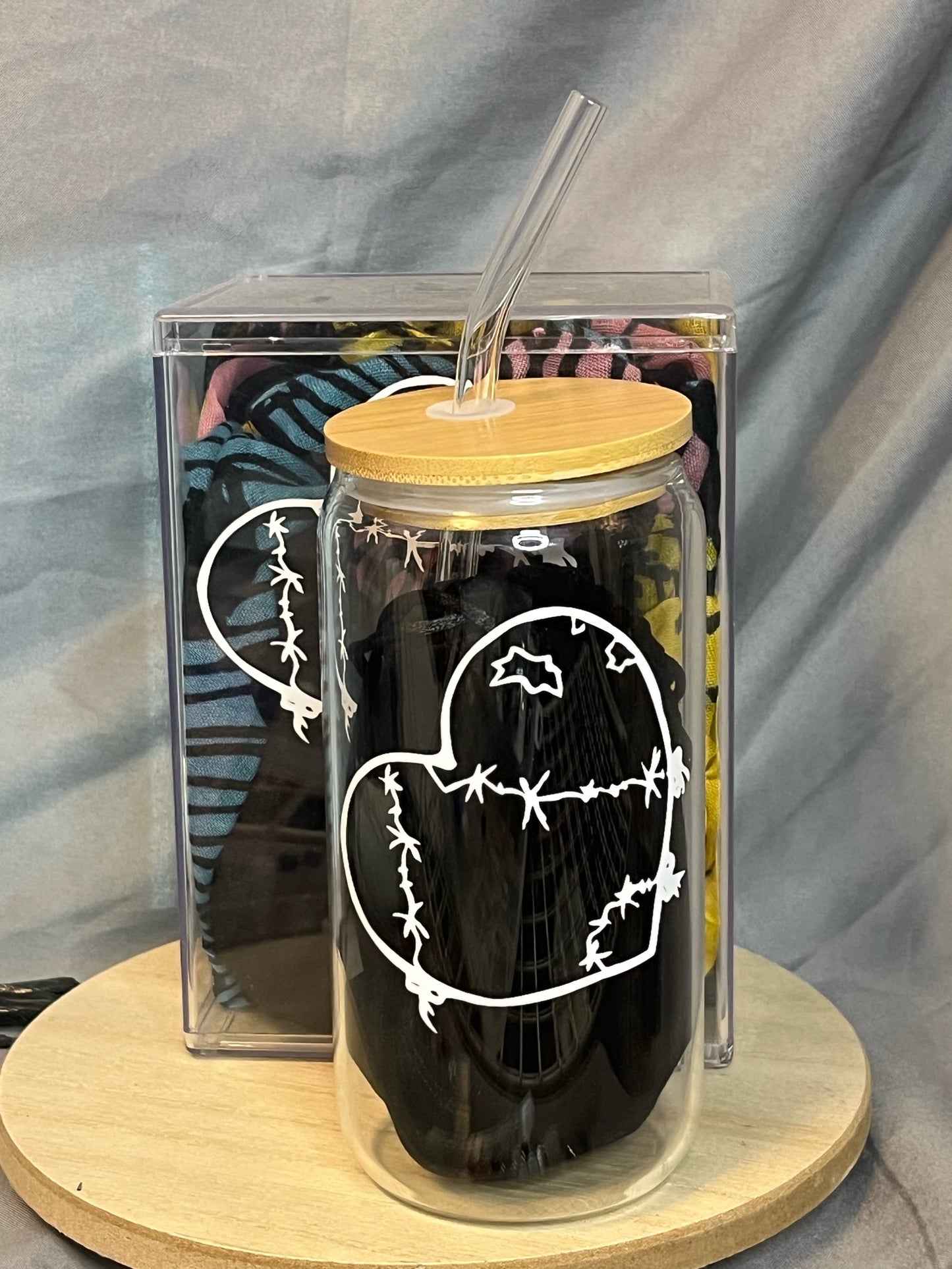 DemongelicK Domain LOGO reusable glass with bamboo lid