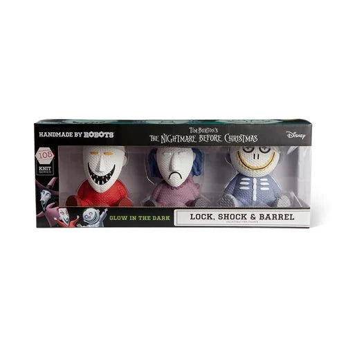 NBC - The Nightmare Before Christmas Lock, Shock and Barrel GitD Figure Set - Handmade by Robots