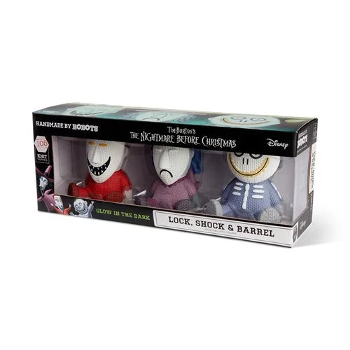 NBC - The Nightmare Before Christmas Lock, Shock and Barrel GitD Figure Set - Handmade by Robots