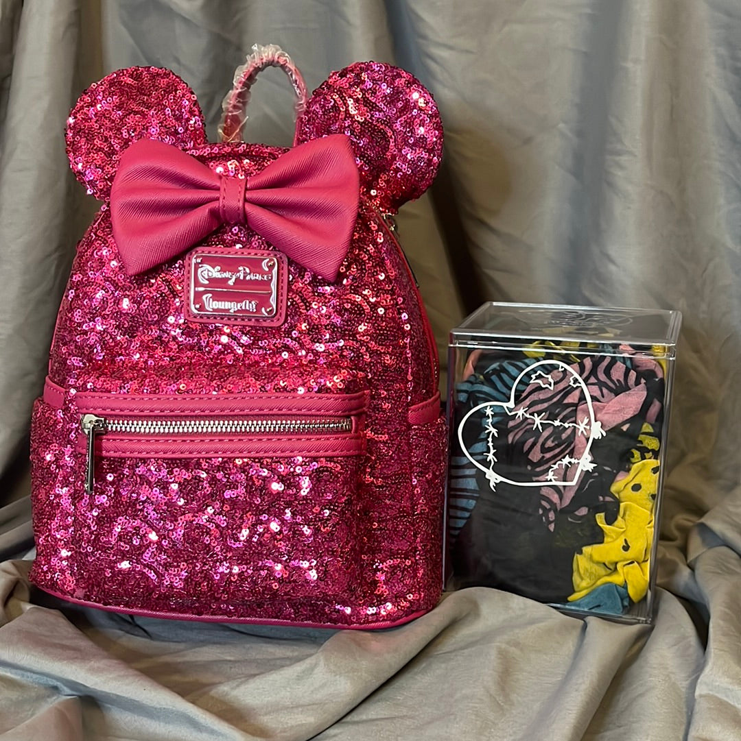 Loungefly - Minnie Mouse Magenta Sequin Orchid Mini Backpack - Disney Parks Exclusive