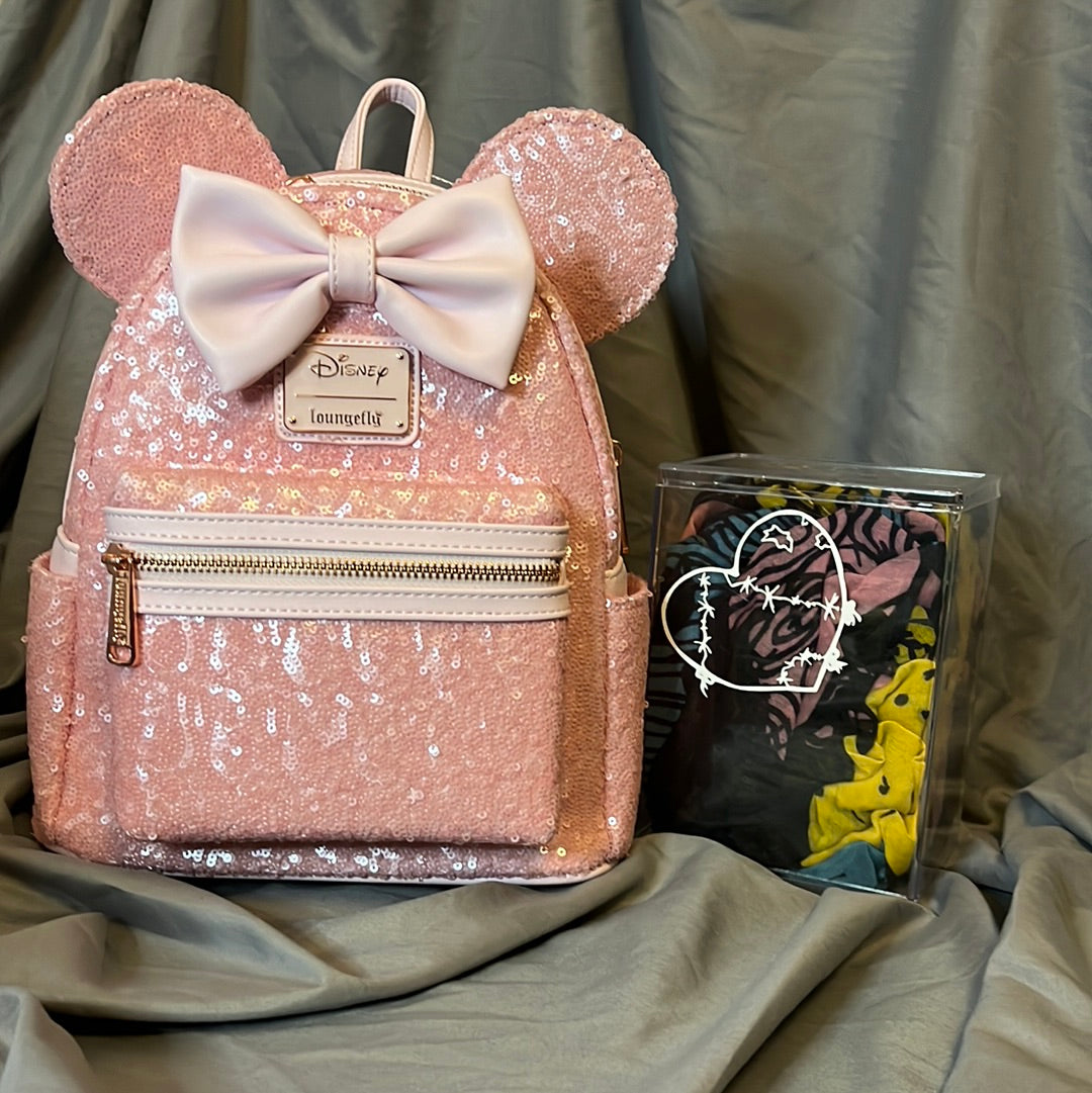 Loungefly Minnie Mouse Cotton Candy Pink Sequin Mini Backpack