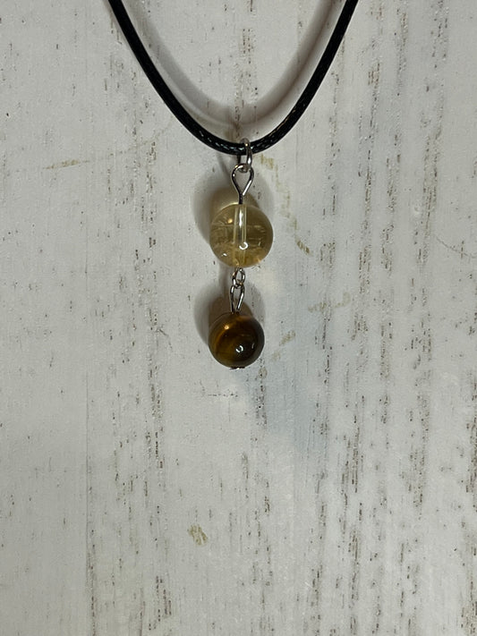 Tiger's Eye and Citrine Pendant