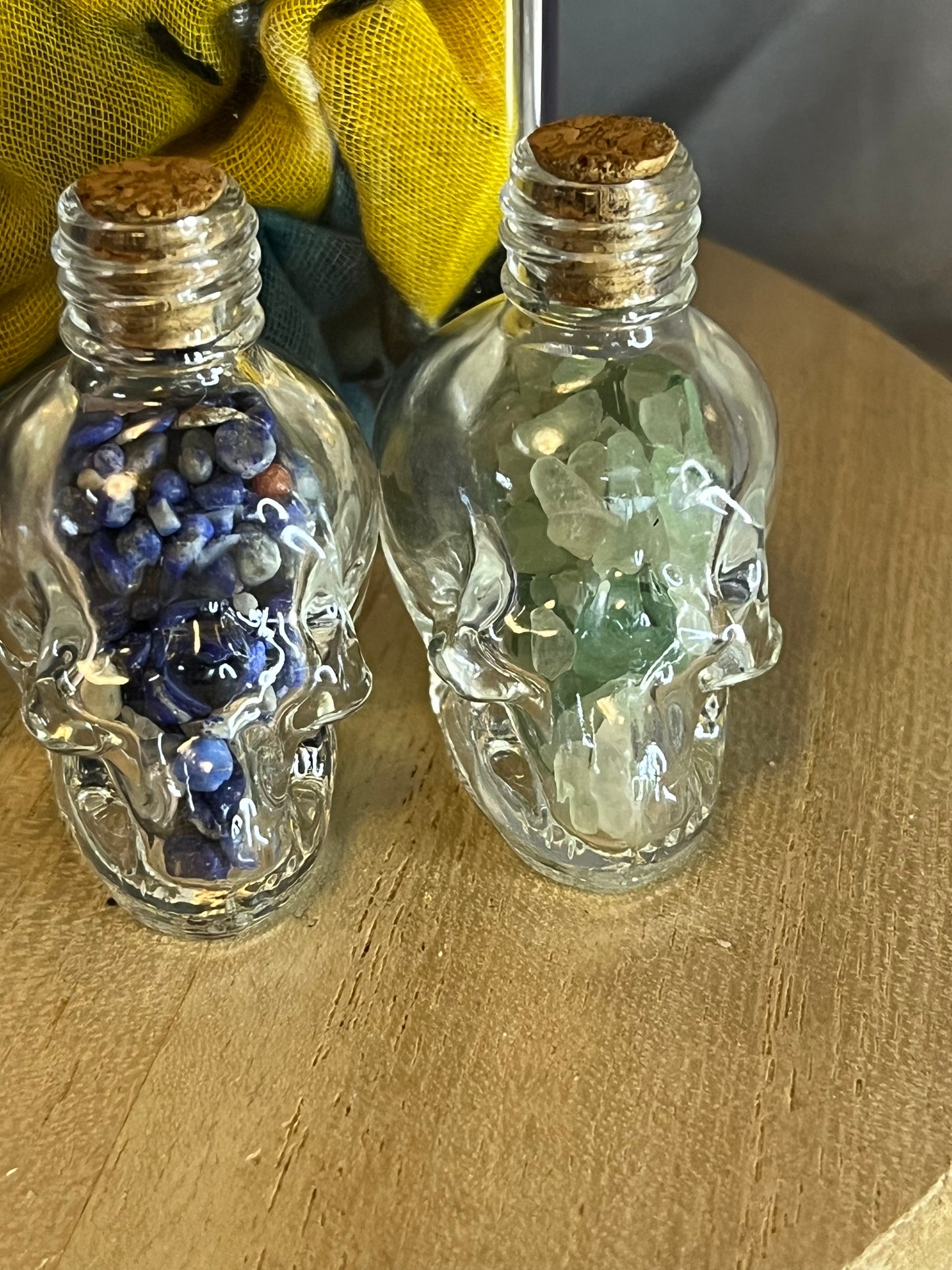 Crystal filled Skull Bottles