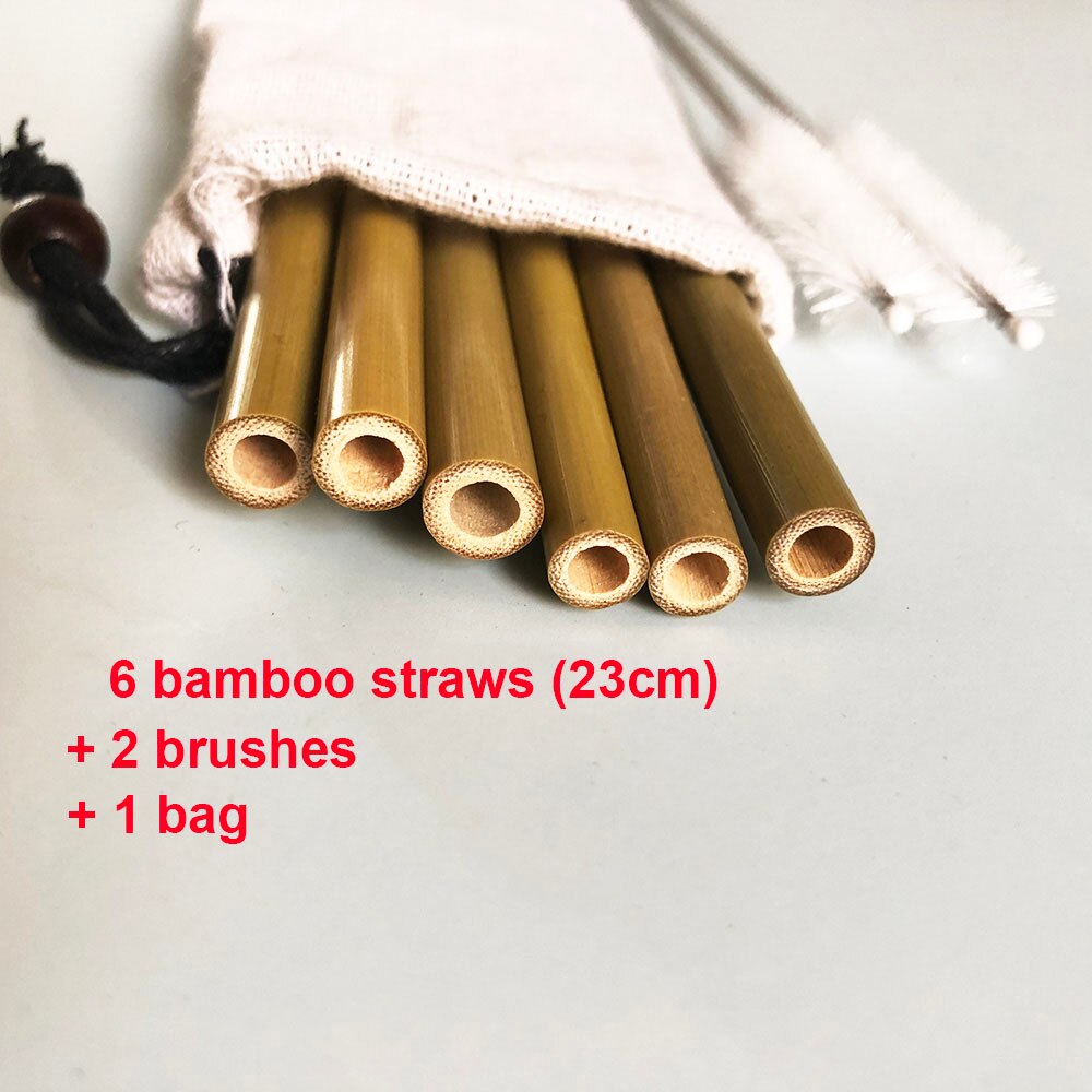 Natural organic bamboo straw set