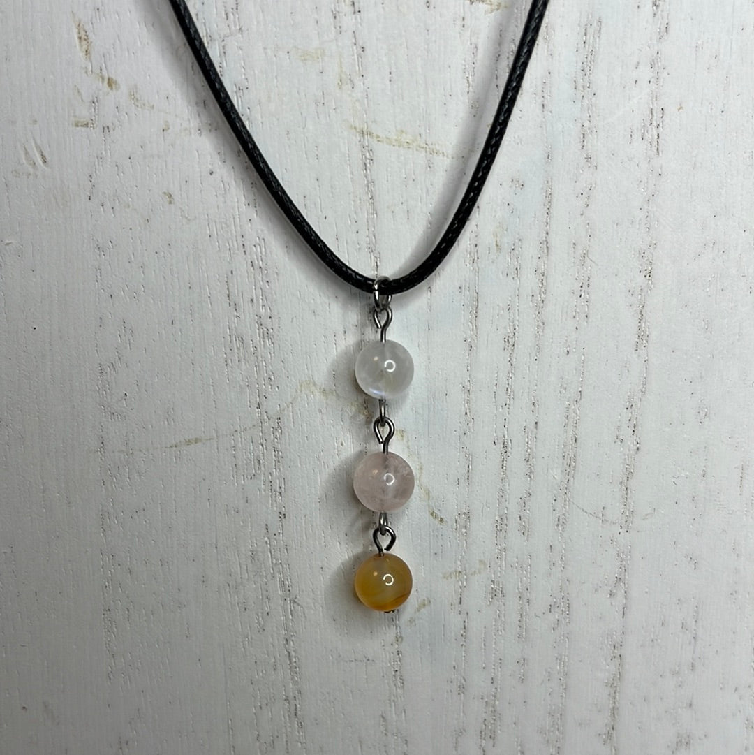 Moonstone : Rose Quartz : Carnelian Pendant