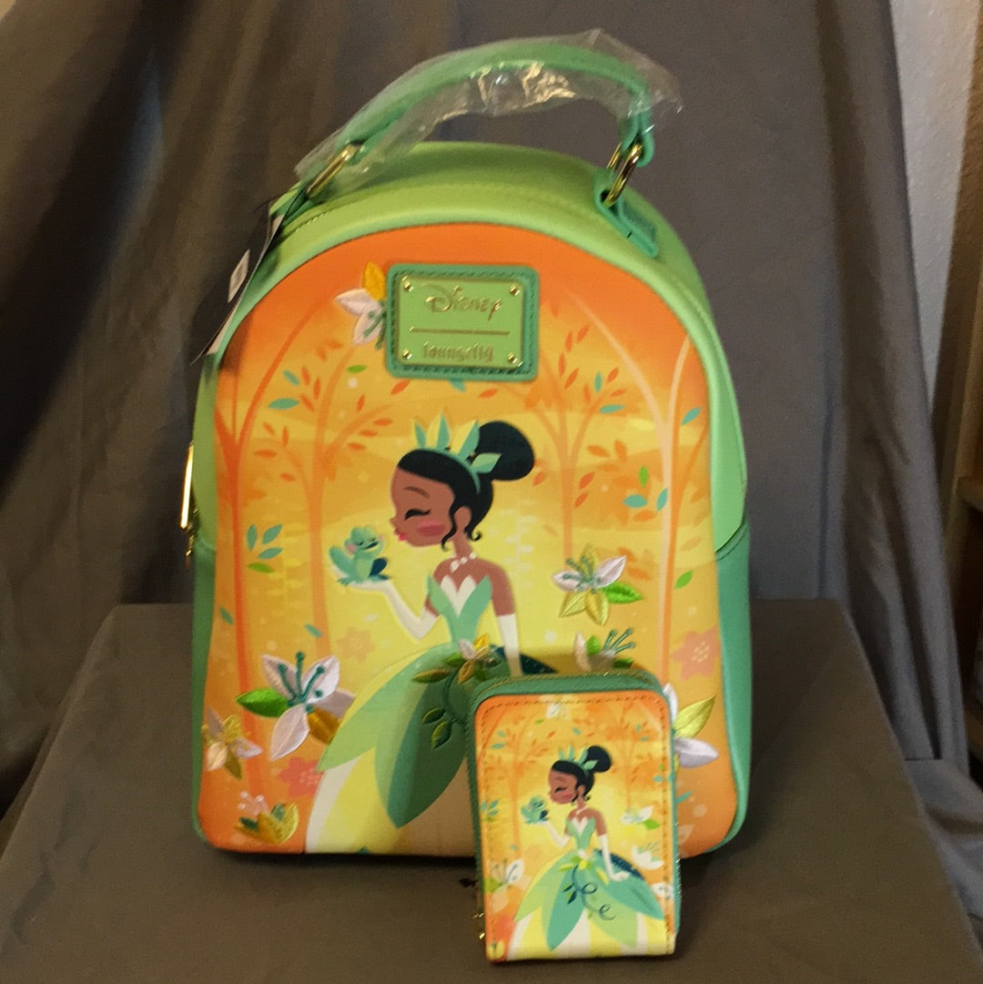 Loungefly Disney Princess Tiana &The Frog Bayou Scene Backpack &  Wallet - Read